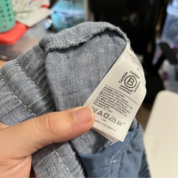 Athleta Retreat Linen Wide Leg Pants Chambray Blue Size 8 R2 - Picture 3 of 8